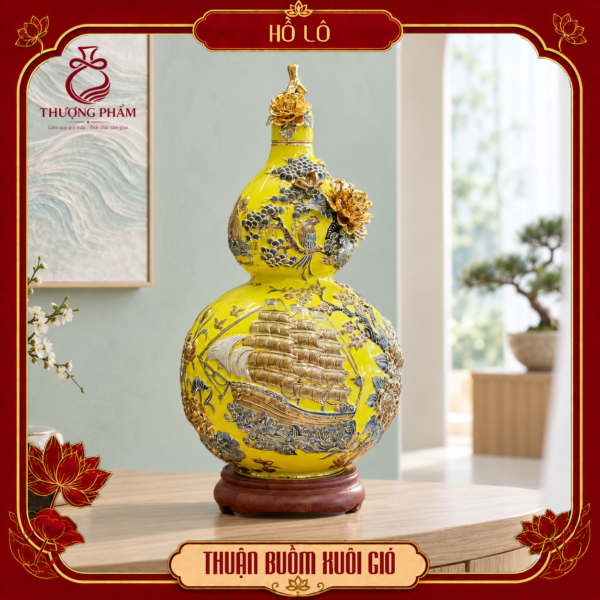 Hồ lô tài lộc vẽ vàng Thuận Buồm Xuôi Gió H65