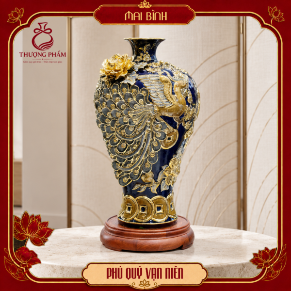 Mai bình tích lộc vẽ vàng Phú Quý Vạn Niên H48