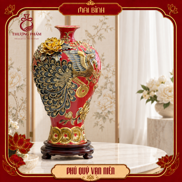 Mai bình tích lộc vẽ vàng Phú Quý Vạn Niên H48