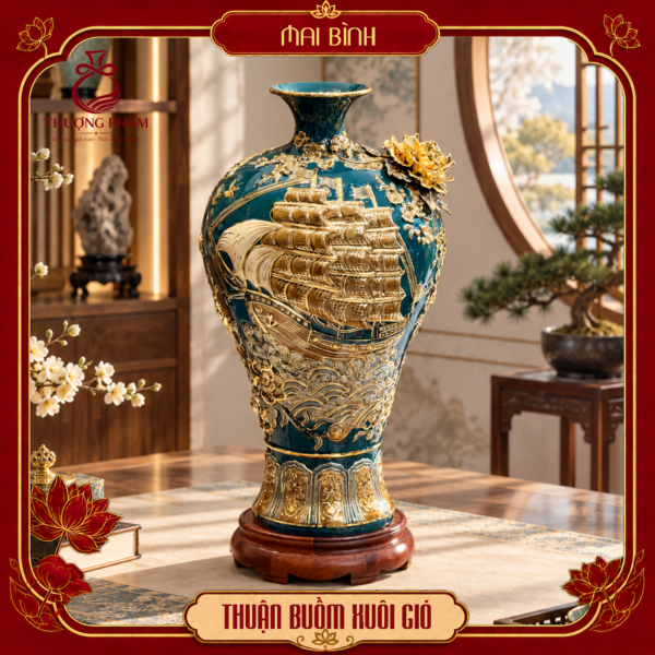 Mai bình tích lộc vẽ vàng Thuận Buồm Xuôi Gió H48