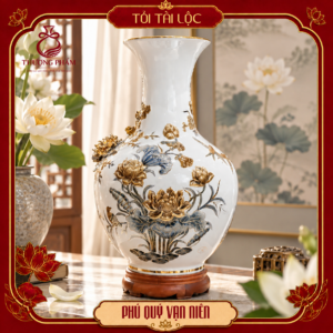 Tỏi tài lộc vẽ vàng Phú Quý Vạn Niên H62 dáng loe