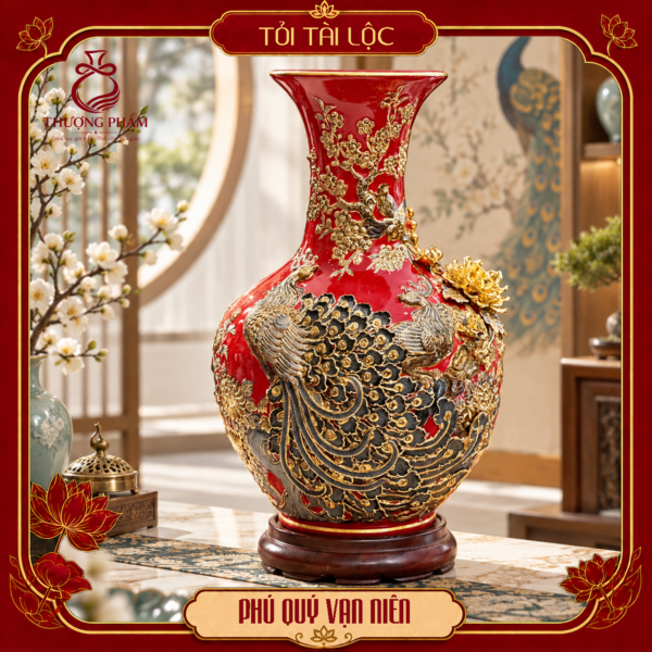 Tỏi tài lộc vẽ vàng Phú Quý Vạn Niên H62 dáng loe