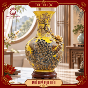 Tỏi tài lộc vẽ vàng Phú Quý Vạn Niên H62 dáng loe